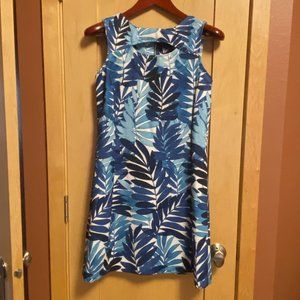 Gabby Sky Blue White Palm Leaf Pattern Sleeveless Dress: Size 6